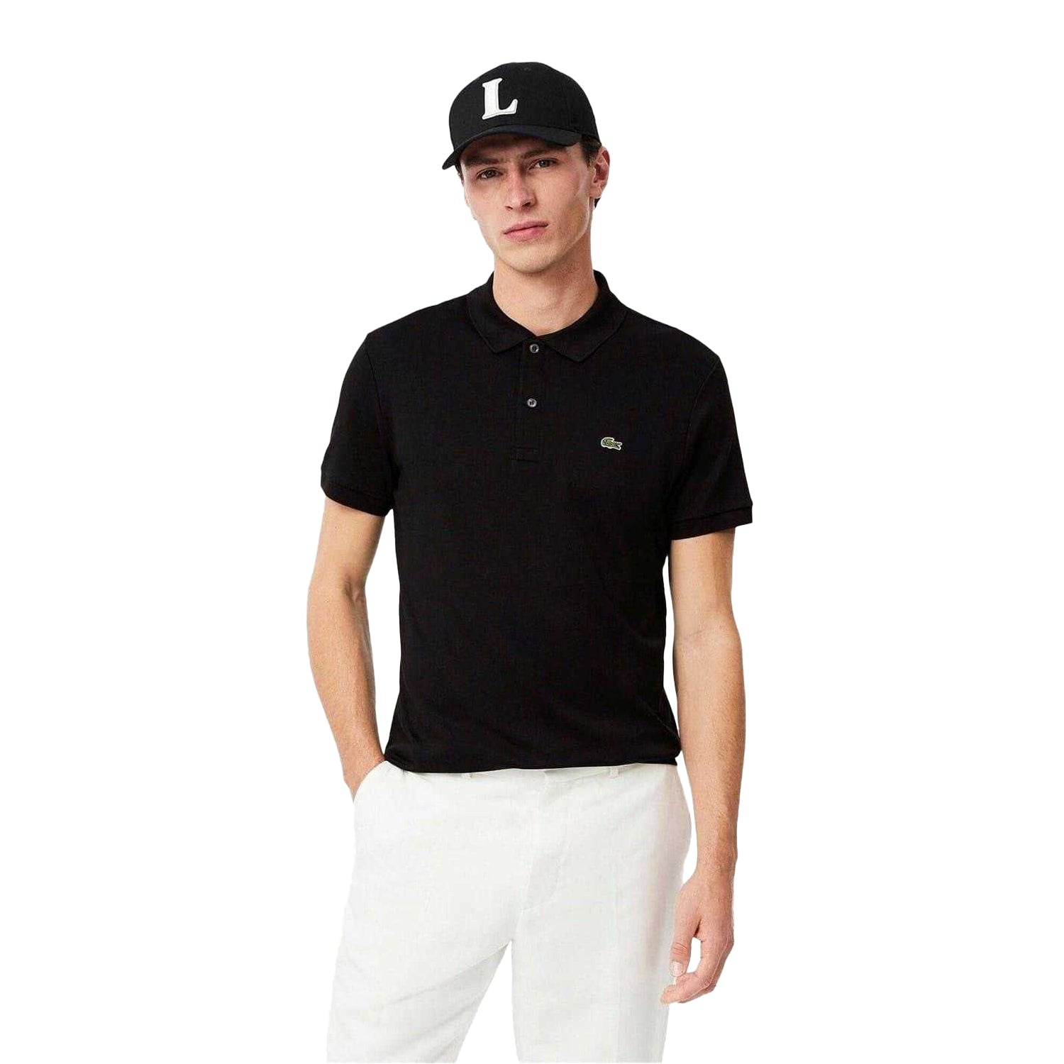 Black - Lifestyle - Lacoste Mens Pima Cotton Short-Sleeved Polo Shirt