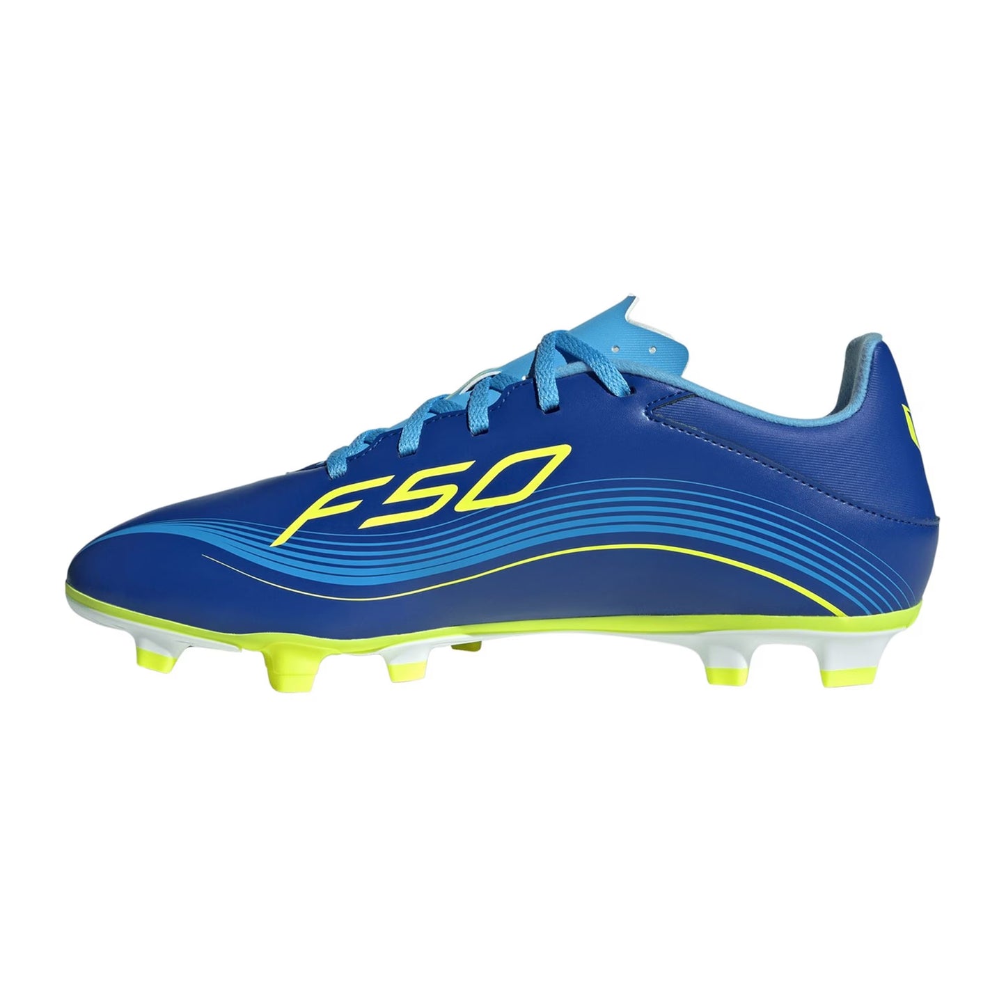 Royal Blue-Yellow - Side - Adidas Mens F50 League Firm Ground Football Boots
