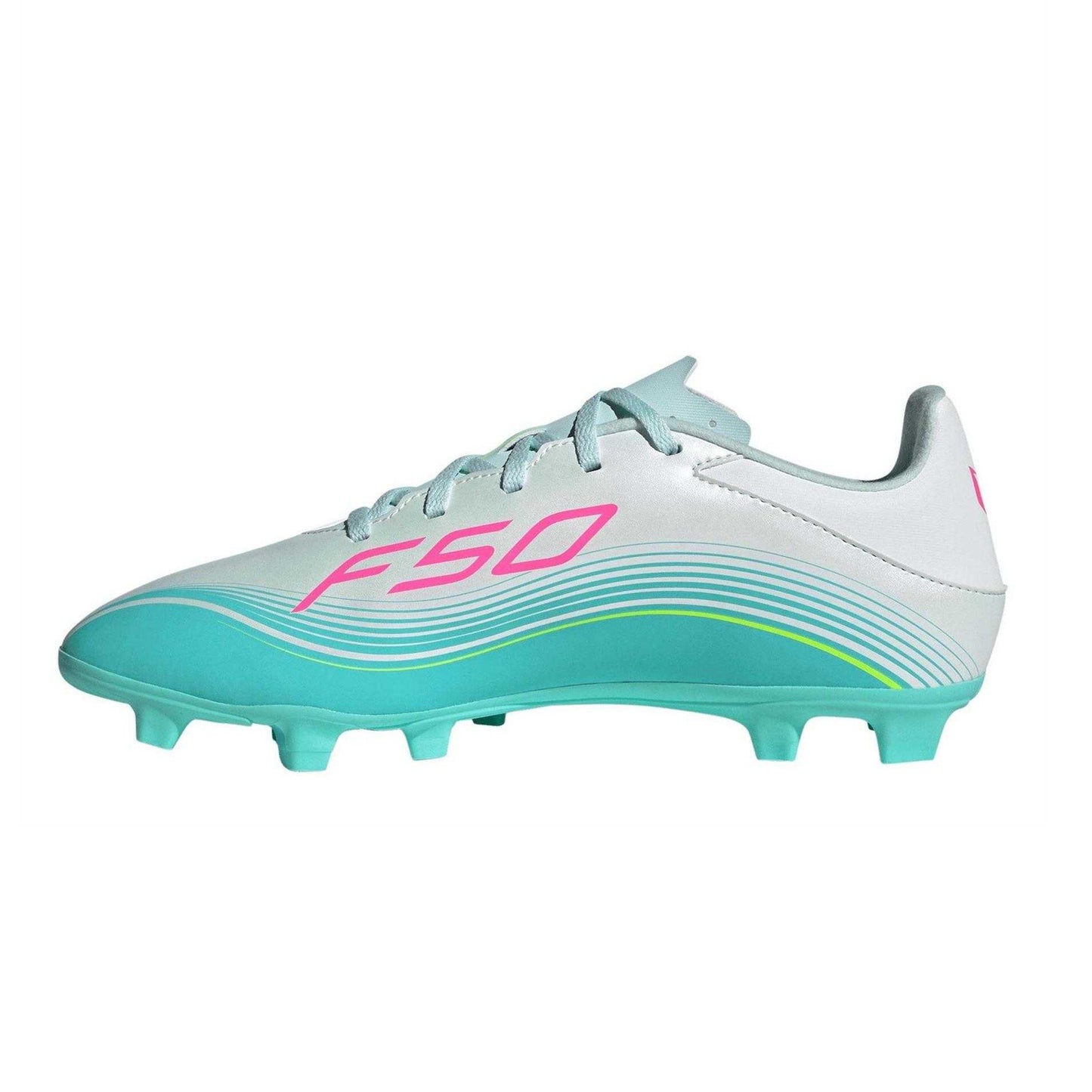 White-Pink-Blue - Side - Adidas Mens F50 League Firm Ground Football Boots