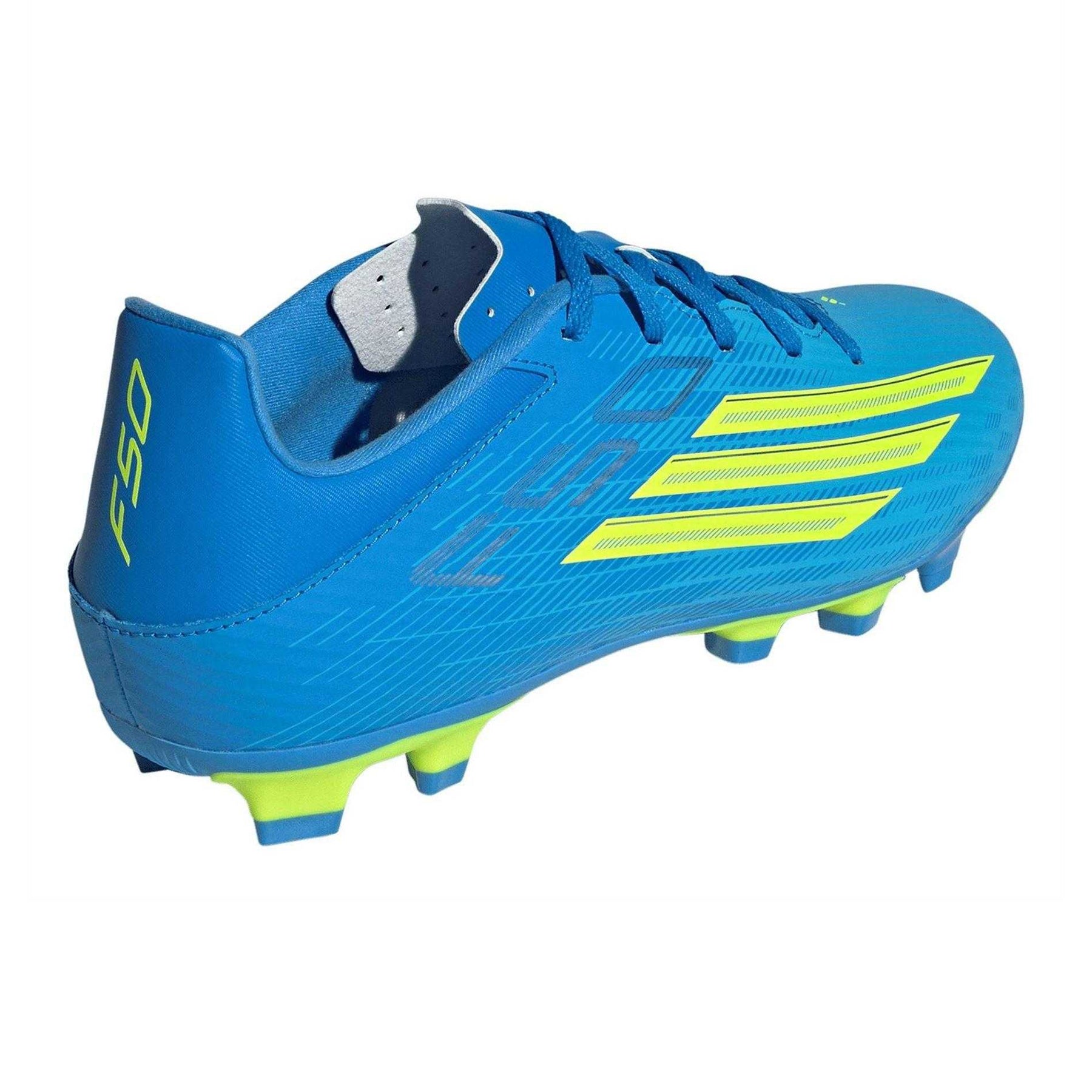 Blue-Yellow - Close up - Adidas Mens F50 League Firm Ground Football Boots