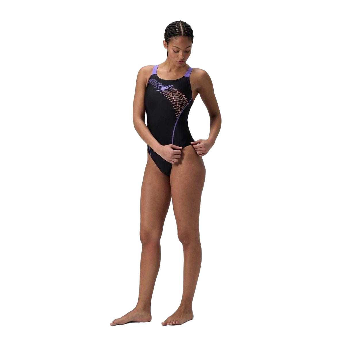 Black - Lifestyle - Speedo Womens-Ladies Medley Graphic Print One Piece Swimsuit