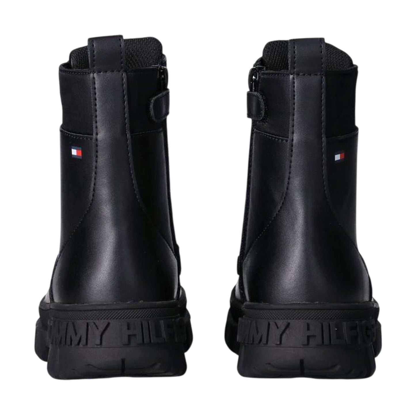 Black - Back - Tommy Hilfiger Womens-Ladies Lace Up Combat Boots