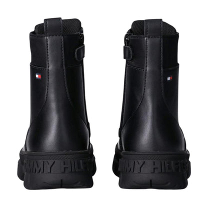 Black - Back - Tommy Hilfiger Womens-Ladies Lace Up Combat Boots