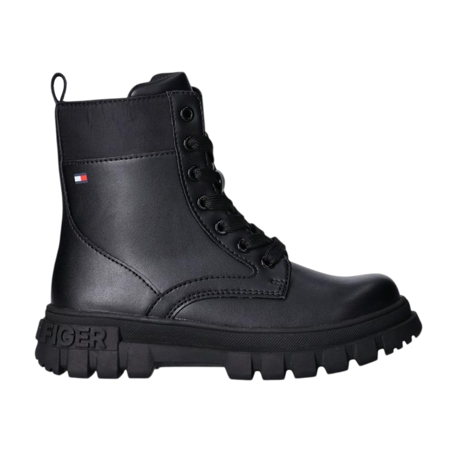 Black - Front - Tommy Hilfiger Womens-Ladies Lace Up Combat Boots