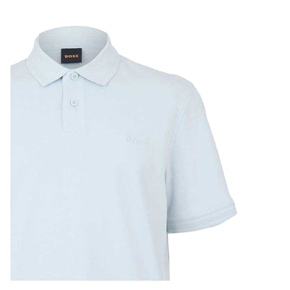 Blue - Side - Boss Mens Interlock Short-Sleeved Polo Shirt