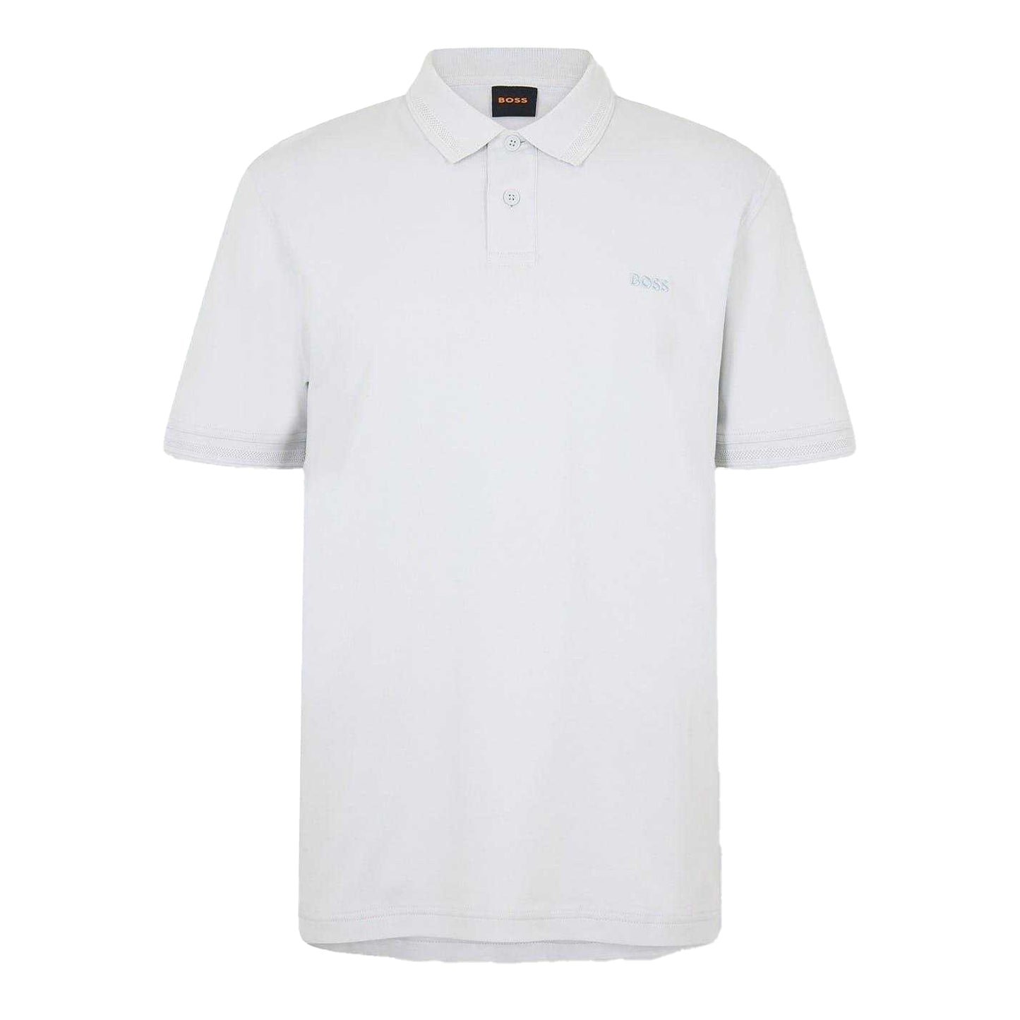 Light Grey-Pastel Grey - Front - Boss Mens Interlock Short-Sleeved Polo Shirt