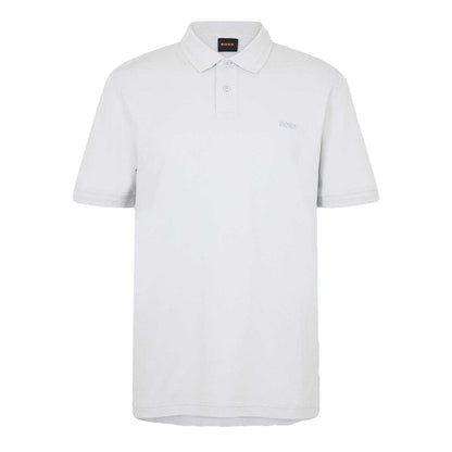 Light Grey-Pastel Grey - Front - Boss Mens Interlock Short-Sleeved Polo Shirt