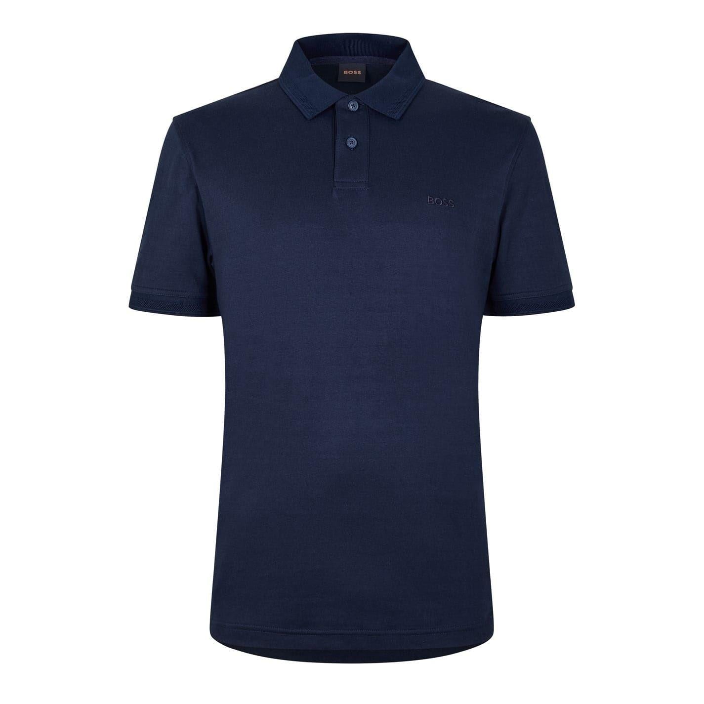 Dark Blue - Front - Boss Mens Interlock Short-Sleeved Polo Shirt