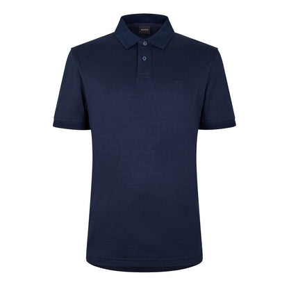 Dark Blue - Front - Boss Mens Interlock Short-Sleeved Polo Shirt