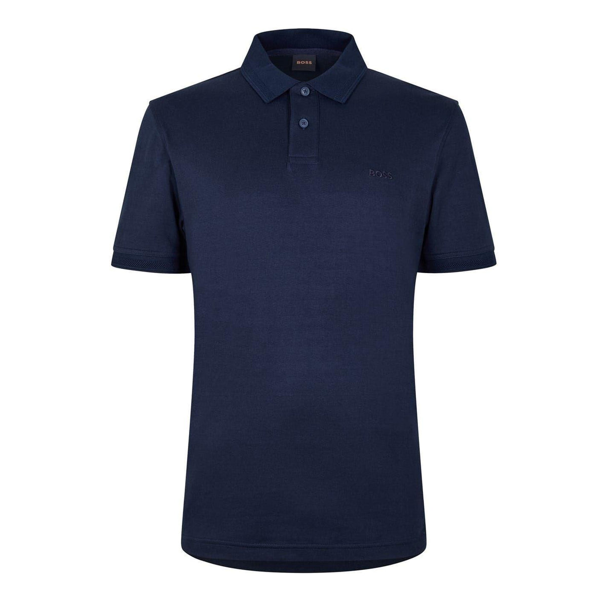 Dark Blue - Front - Boss Mens Interlock Short-Sleeved Polo Shirt