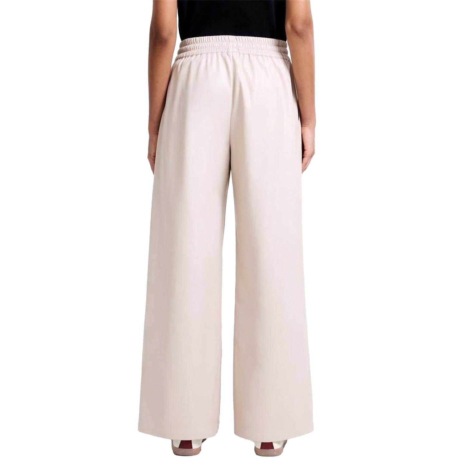 Cream - Back - French Connection Womens-Ladies Tasha Wide Leg Palazzo Trousers