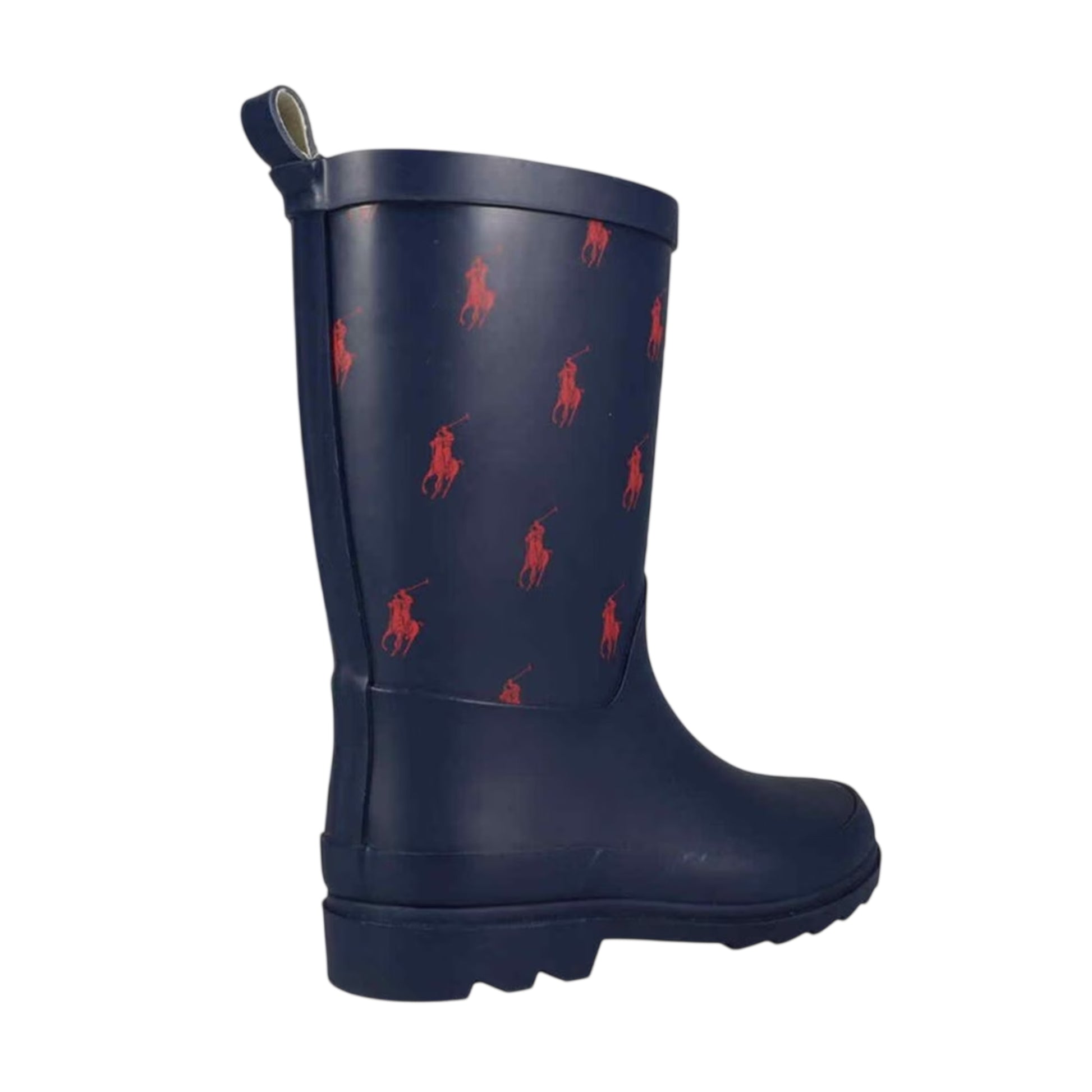 Navy-Red - Back - Ralph Lauren Childrens-Kids Waterproof Rain Boots