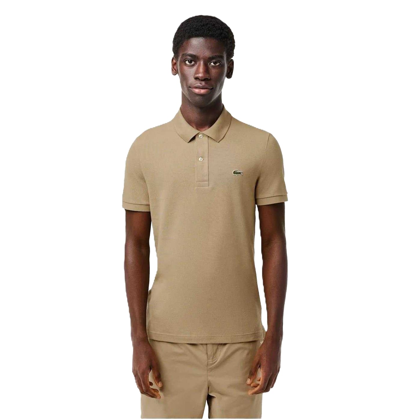 Tan - Front - Lacoste Mens Embroidered Logo Polo Shirt