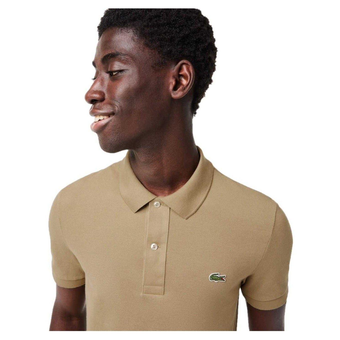 Tan - Side - Lacoste Mens Embroidered Logo Polo Shirt