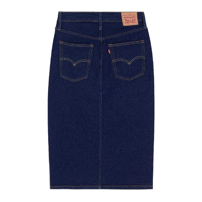 Blue Stone Wash - Back - Levis Womens-Ladies Side Slit Midi Skirt