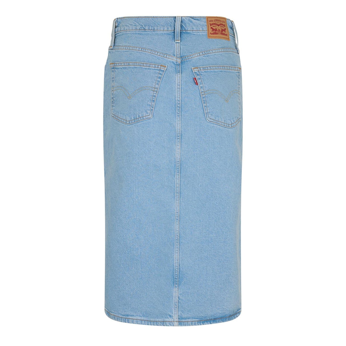 Light Stone Blue - Back - Levis Womens-Ladies Side Slit Midi Skirt