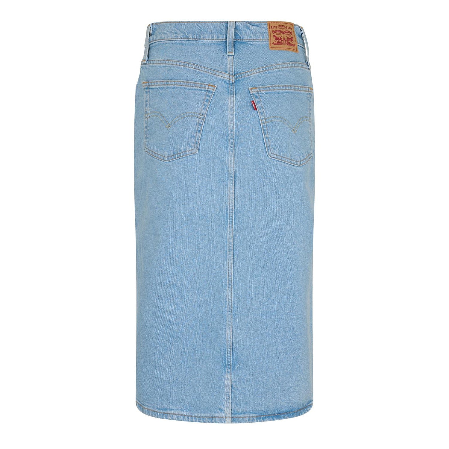 Light Stone Blue - Back - Levis Womens-Ladies Side Slit Midi Skirt