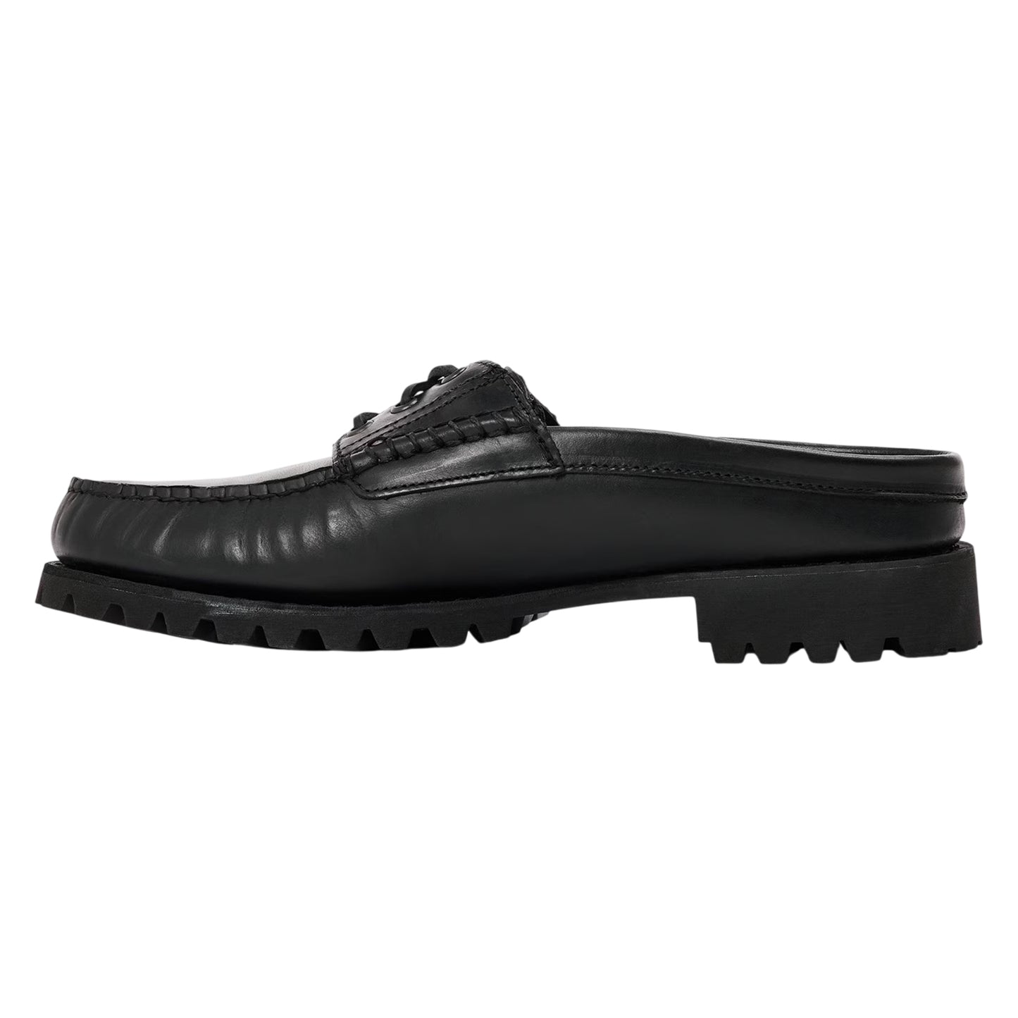 Black - Back - Timberland Mens Vibram Leather Moc Toe Mules