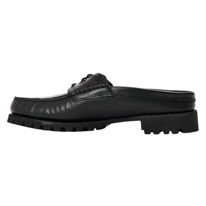 Black - Back - Timberland Mens Vibram Leather Moc Toe Mules