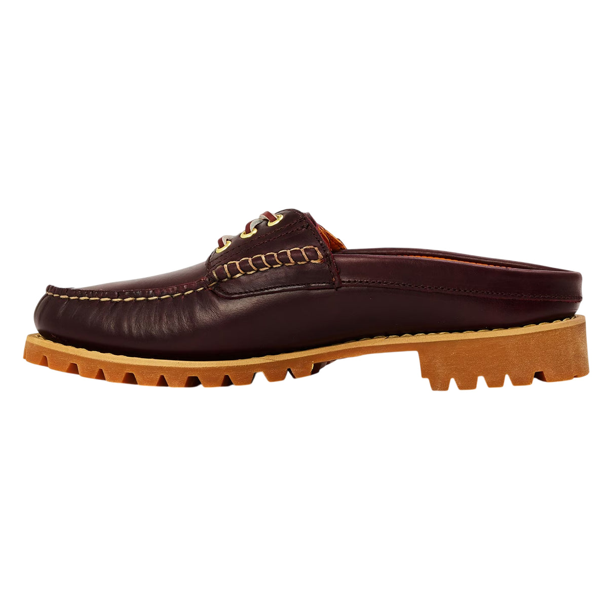 Burgundy - Back - Timberland Mens Vibram Leather Moc Toe Mules