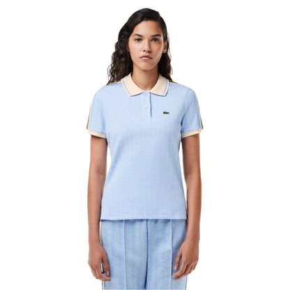 Blue - Lifestyle - Lacoste Womens-Ladies Jacquard Slim Short-Sleeved Polo Shirt