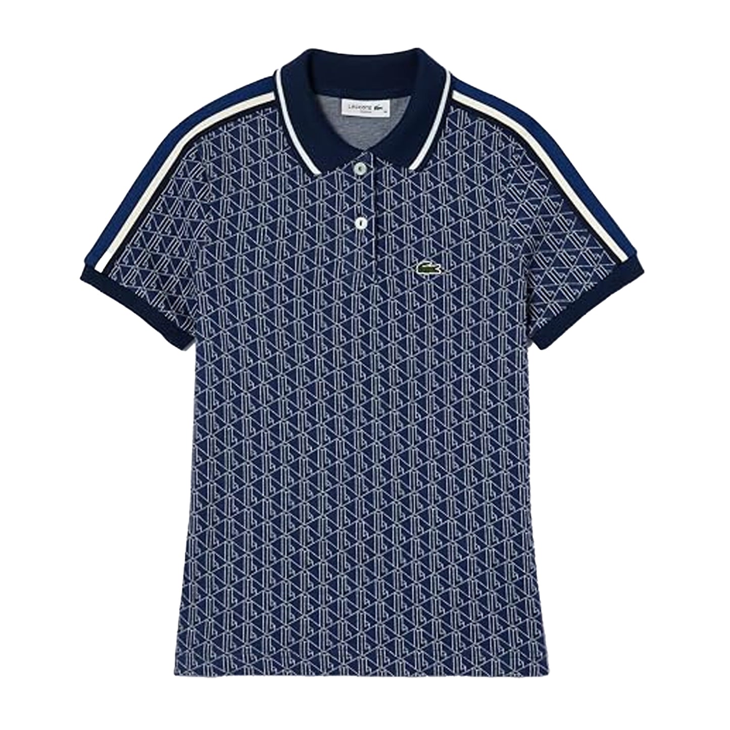 Methyl Blue - Front - Lacoste Womens-Ladies Jacquard Slim Short-Sleeved Polo Shirt