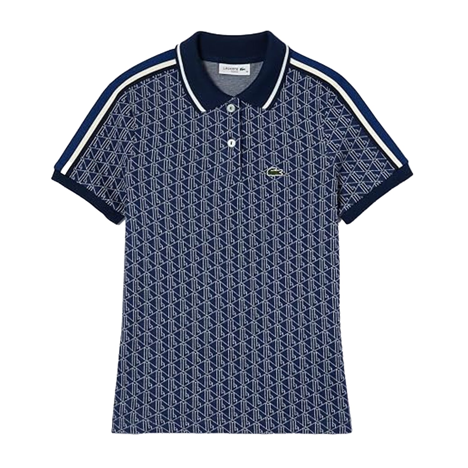 Methyl Blue - Front - Lacoste Womens-Ladies Jacquard Slim Short-Sleeved Polo Shirt