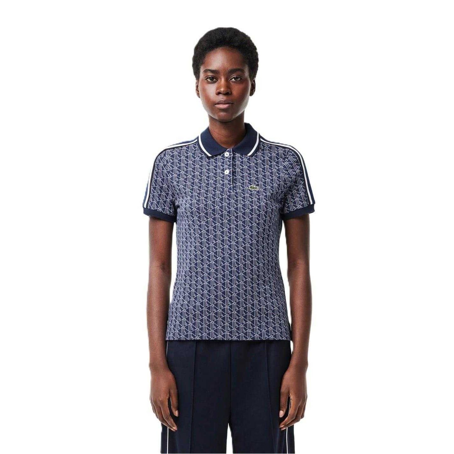 Methyl Blue - Lifestyle - Lacoste Womens-Ladies Jacquard Slim Short-Sleeved Polo Shirt