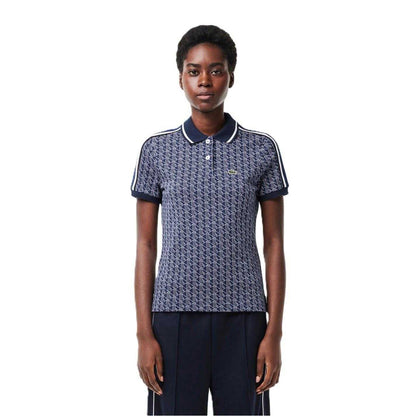 Methyl Blue - Lifestyle - Lacoste Womens-Ladies Jacquard Slim Short-Sleeved Polo Shirt