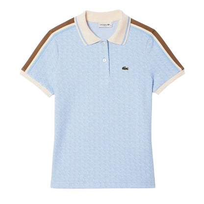 Blue - Front - Lacoste Womens-Ladies Jacquard Slim Short-Sleeved Polo Shirt