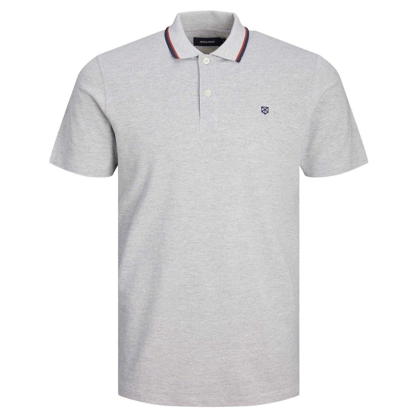 Light Grey Melange Marl - Front - Jack And Jones Mens Regular Short-Sleeved Polo Shirt