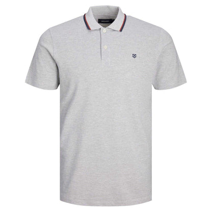 Light Grey Melange Marl - Front - Jack And Jones Mens Regular Short-Sleeved Polo Shirt