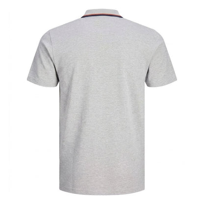 Light Grey Melange Marl - Back - Jack And Jones Mens Regular Short-Sleeved Polo Shirt