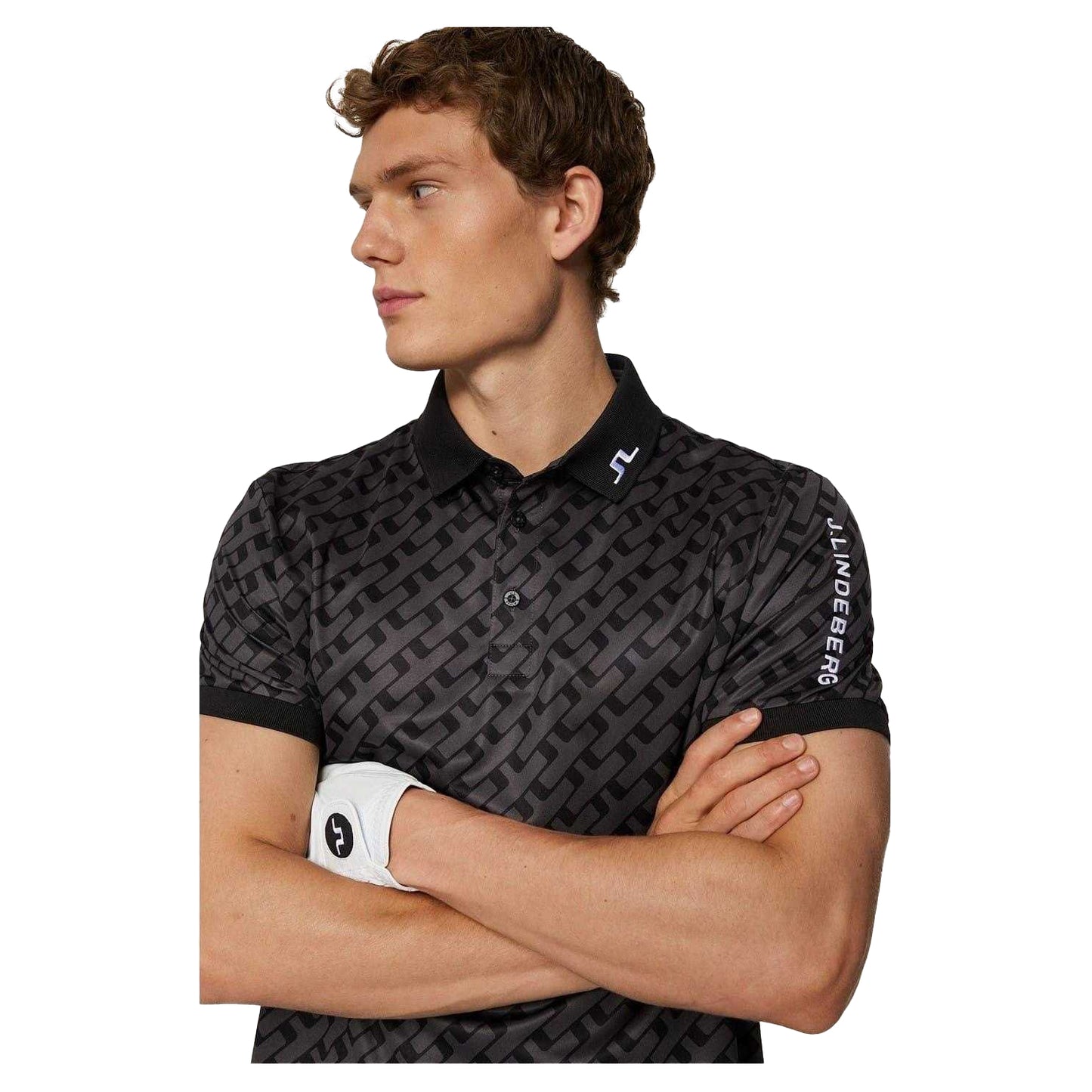 Black - Side - J.Lindeberg Mens Ikat Collared Polo Shirt