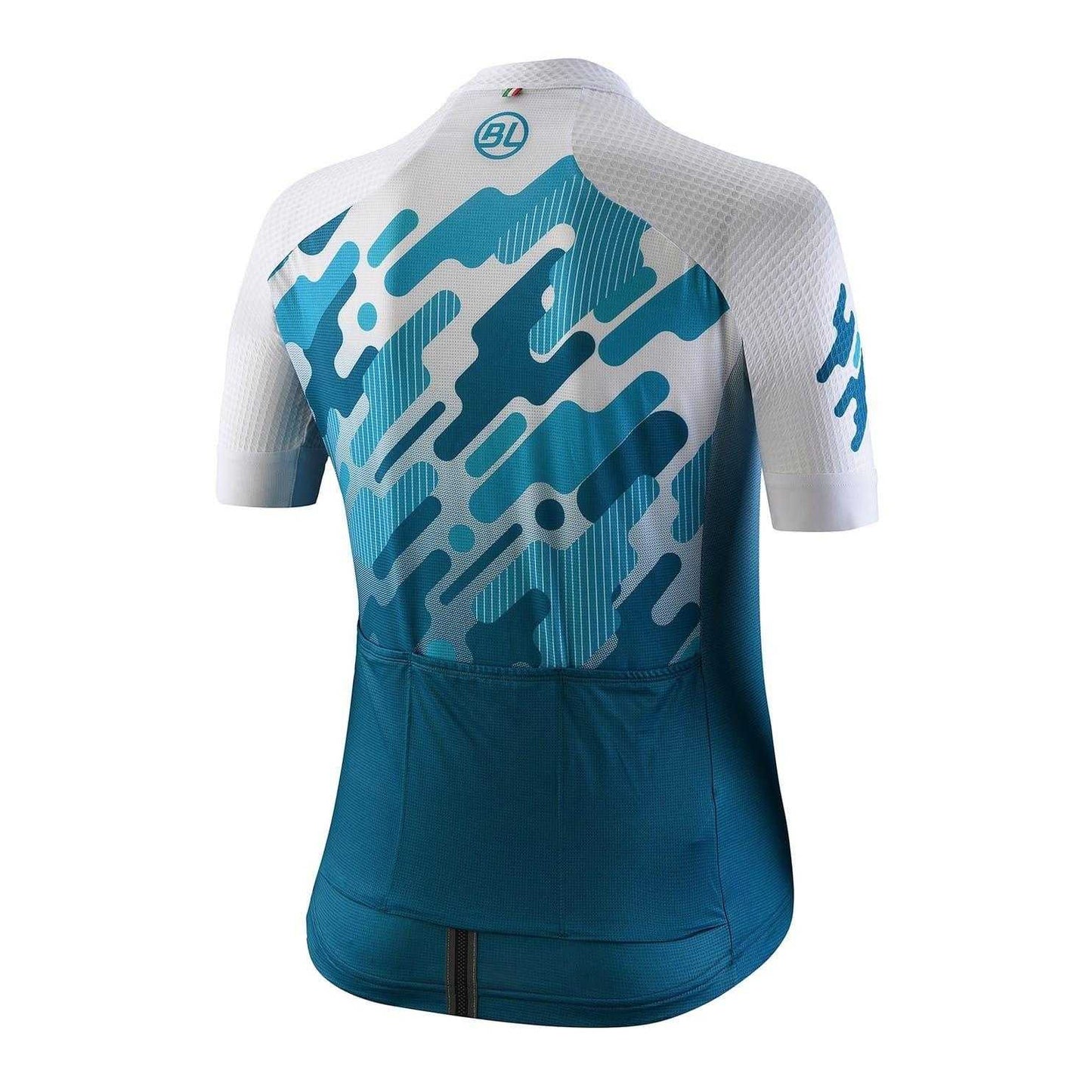 White-Turquoise - Back - Bicycle Line Womens-Ladies Arya Logo Mock Neck Cycling Jersey