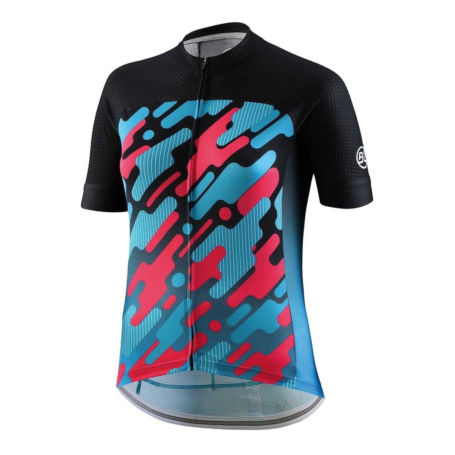 Black-Turquoise - Front - Bicycle Line Womens-Ladies Arya Logo Mock Neck Cycling Jersey