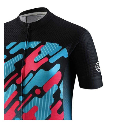 Black-Turquoise - Side - Bicycle Line Womens-Ladies Arya Logo Mock Neck Cycling Jersey