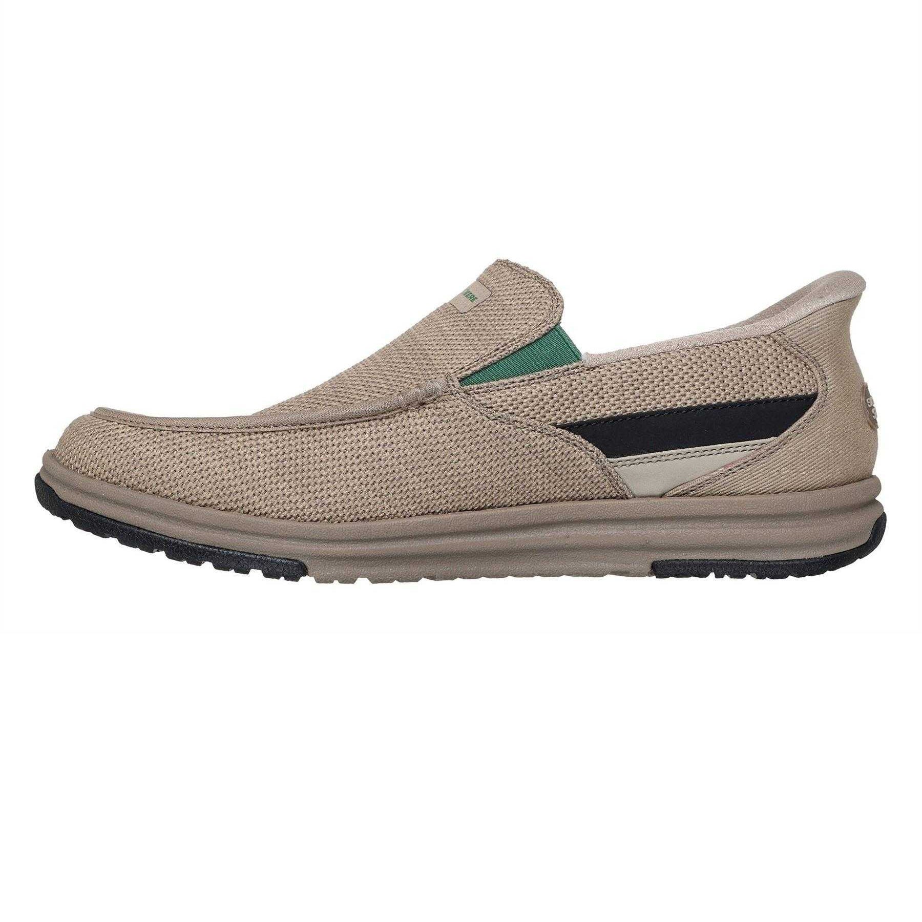 Taupe - Side - Skechers Mens Melson 2 Mesh Casual Shoes