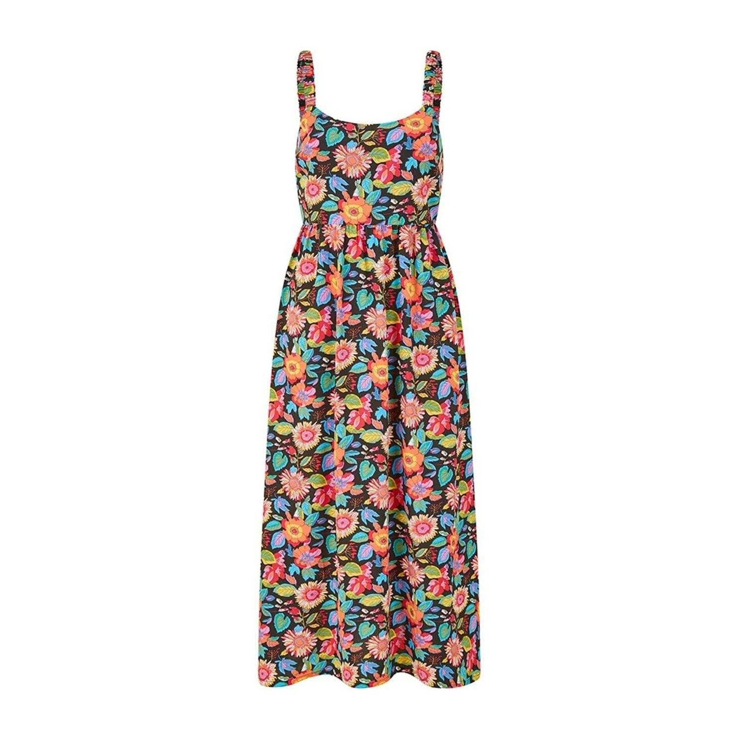 Multicoloured - Front - Yumi Womens-Ladies Floral Pattern A-line Midi Dress