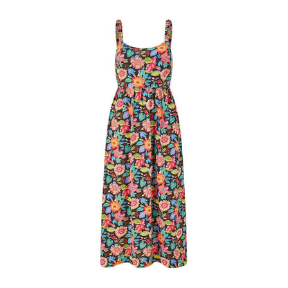 Multicoloured - Front - Yumi Womens-Ladies Floral Pattern A-line Midi Dress