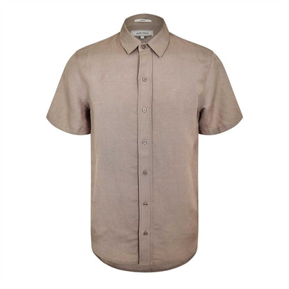 Khaki-Grey - Front - Jack Wills Mens Short-Sleeved Casual Shirt