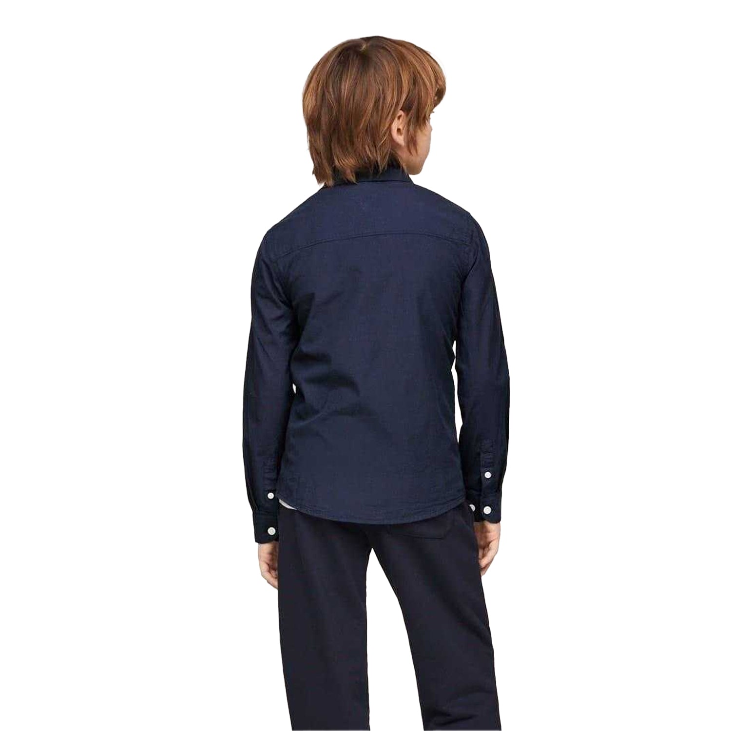 Navy - Back - Tommy Hilfiger Boys Plain Regular Long-Sleeved Shirt