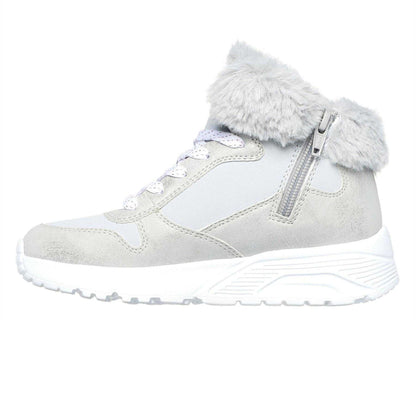Grey - Side - Skechers Childrens-Kids Uno Lite High Top Trainers