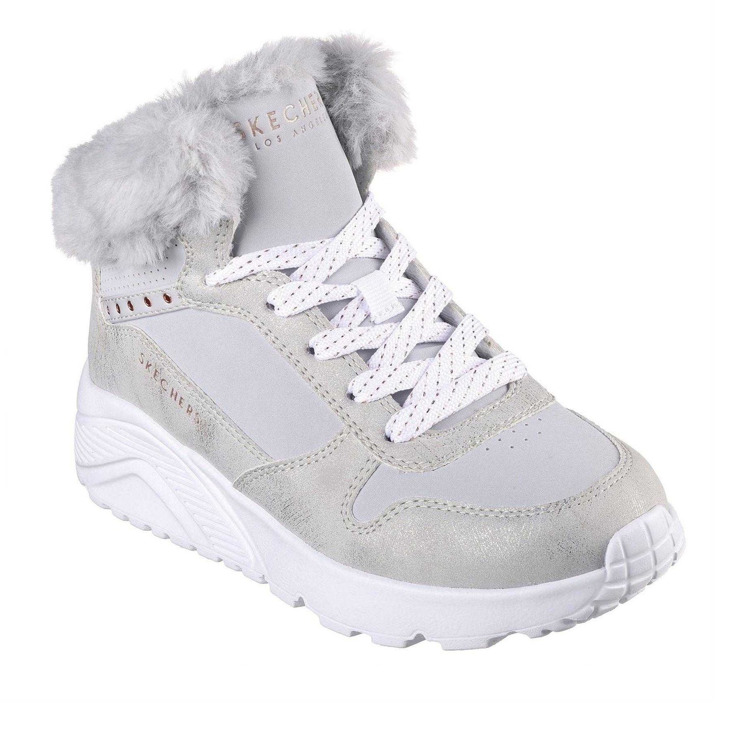 Grey - Pack Shot - Skechers Childrens-Kids Uno Lite High Top Trainers