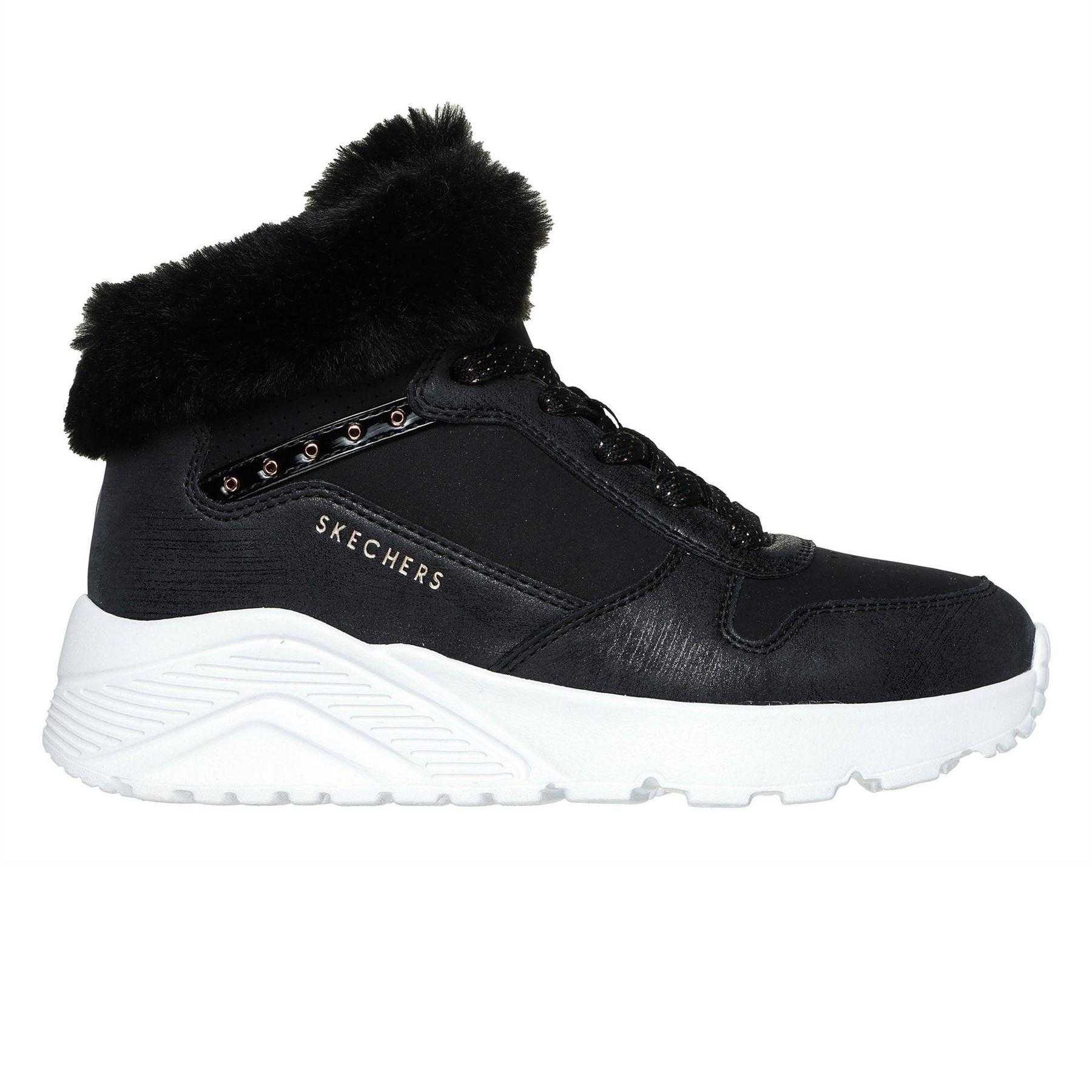 Black-Rose Gold - Front - Skechers Childrens-Kids Uno Lite High Top Trainers
