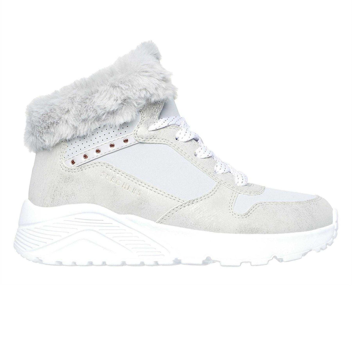 Grey - Front - Skechers Childrens-Kids Uno Lite High Top Trainers