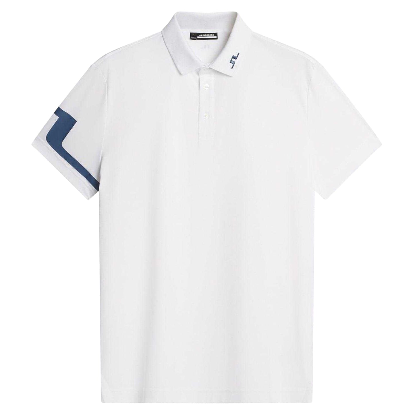 White - Front - J.Lindeberg Mens Heath Side Stripe Collared Polo Shirt