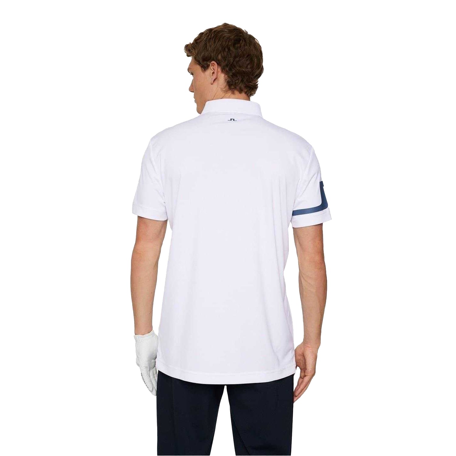 White - Back - J.Lindeberg Mens Heath Side Stripe Collared Polo Shirt