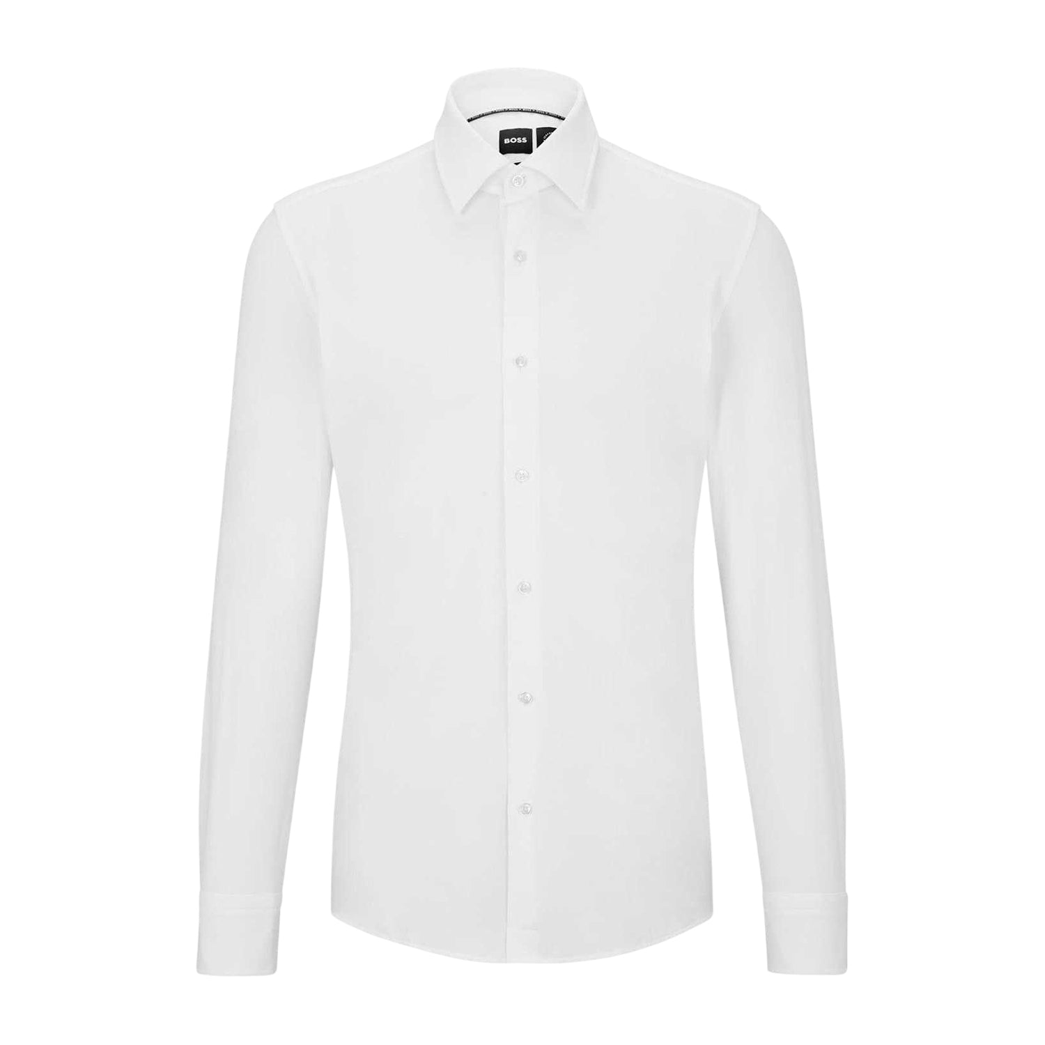 White - Front - Boss Mens Point Collar Long-Sleeved Shirt