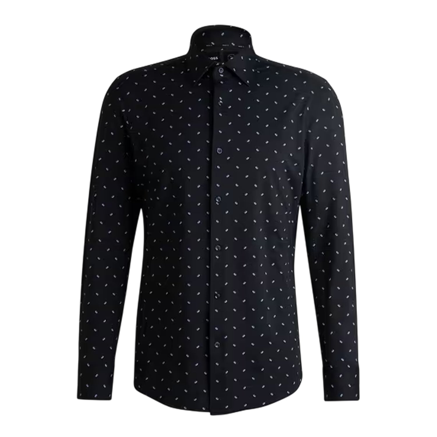 Dark Blue - Front - Boss Mens Dotted Point Collar Long-Sleeved Shirt